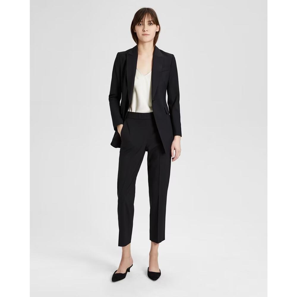 Theory Good Wool Black Pull-On Ankle Trouser Pants Size 4